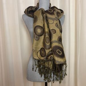 Pashmina Brown and Tan Circle Pattern Scarf